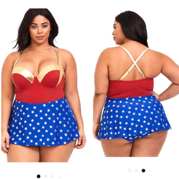 torrid Other - 2X Torrid Wonder Woman Peplum Padded Swimsuit New